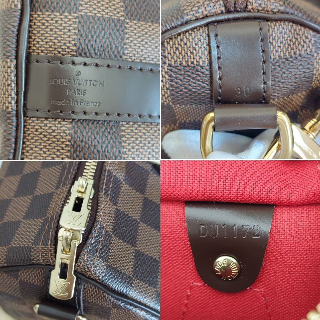 LV 🎀現品實拍🎀 N41183格紋Speedy30cm 波士頓包手提斜背包~二手, 名牌