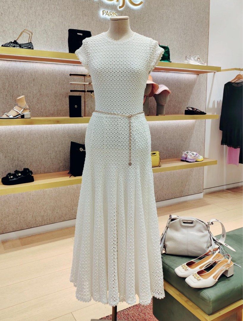 Maje crochet-knit maxi dress, , - Carousell