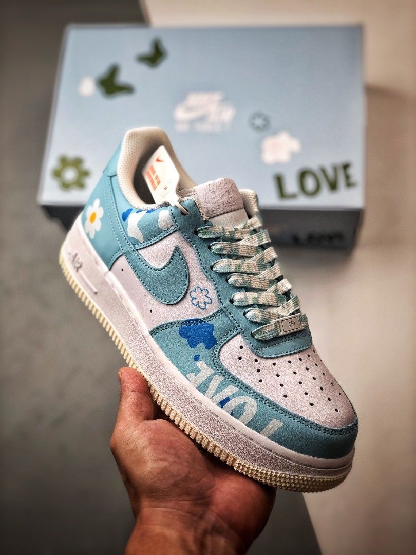 nike blue with flowers