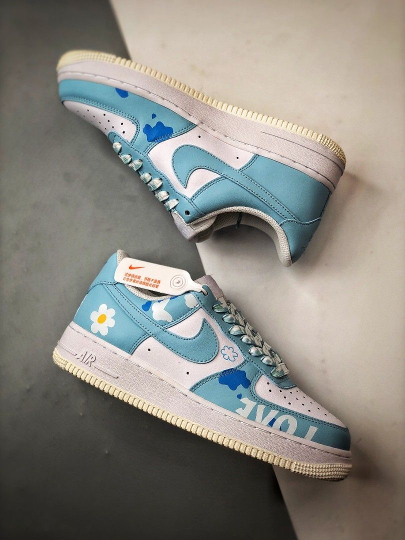 nike blue with flowers