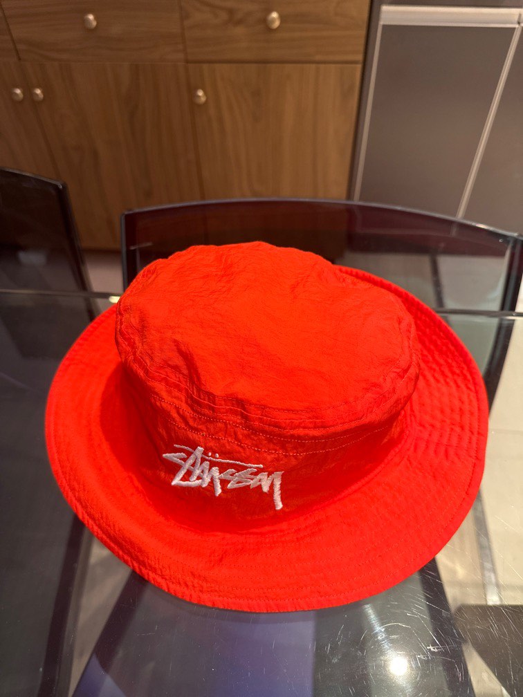 nike x stussy bucket hat habanero red