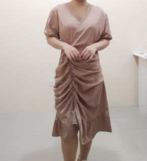 MANGO DRESS | NUDE PINK DRESS | NUDE PINK POLO DRESS | DRESS WITH