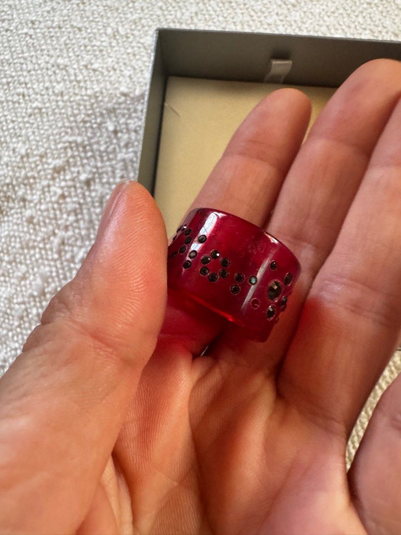 Ring Christian Dior red written Dior, Women's Fashion, Jewelry - Main Image
