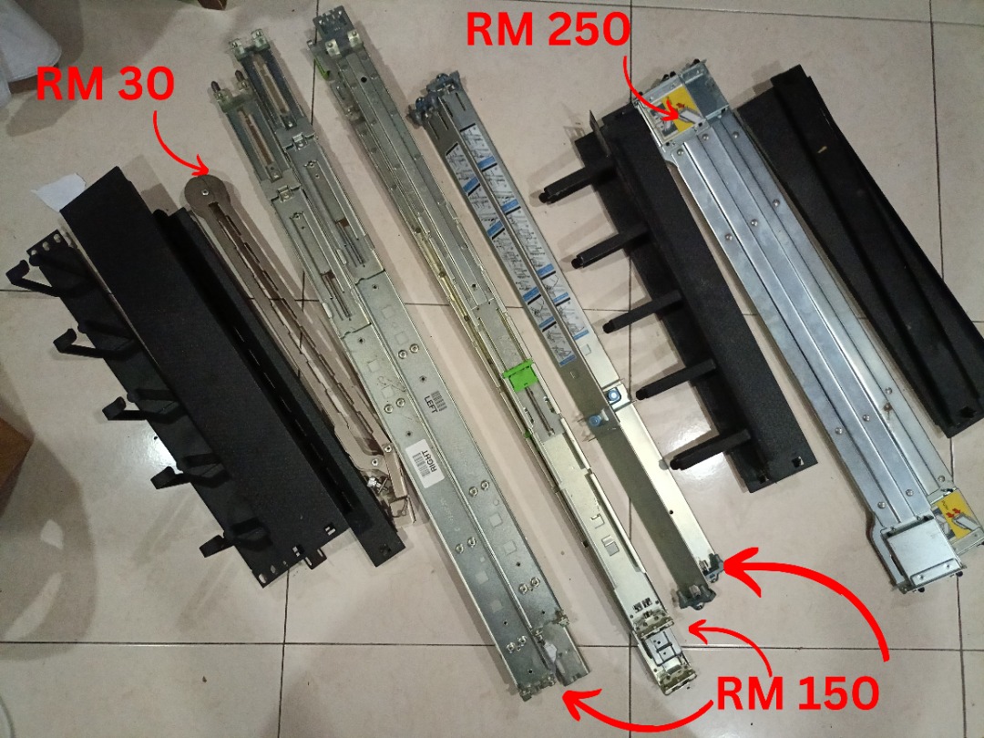 Server Rails | 4 Types | 3 units of 1U Server Rails | 1 unit of 2U ...