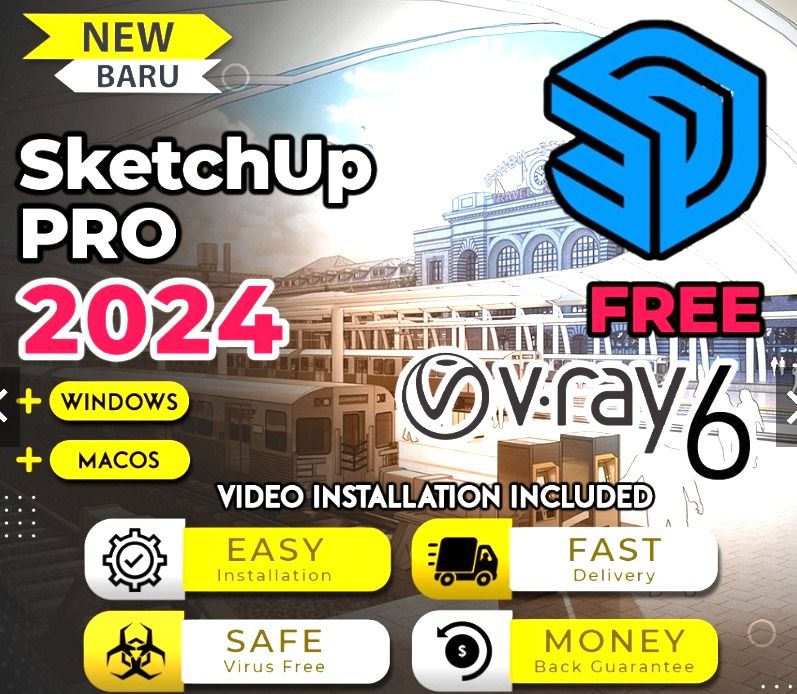 SketchUp Pro 2024 w/ Video and Enscape 4.1 + Vray 6 | LayOut | Style ...
