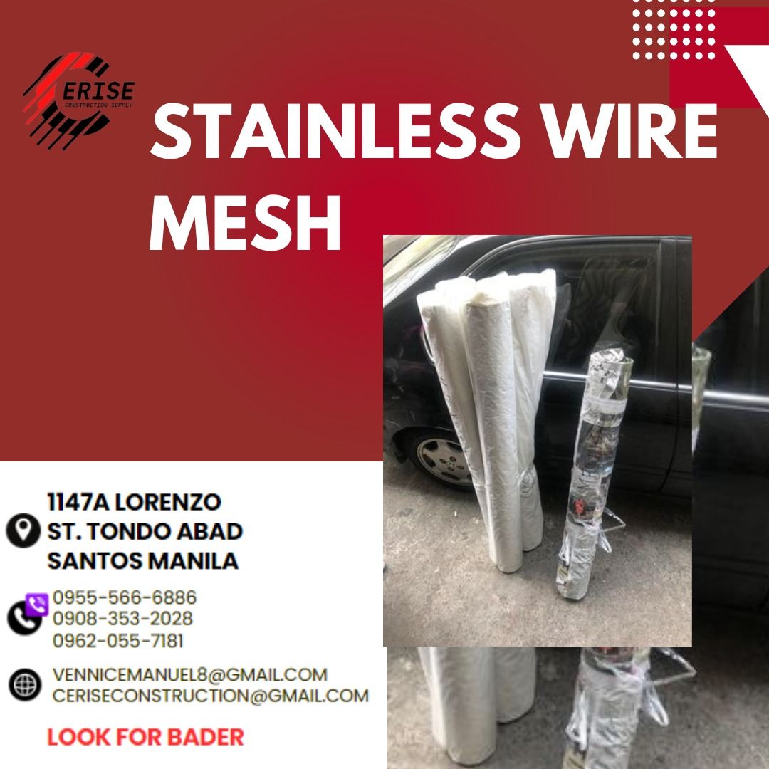 STAINLESS WIRE MESH (Category: Construction & Building Materials) located in Manila. Submitted by vlmhardwarevennice (Listing ID 1312348521, Image 1). Description: PM FOR FASTER TRANSACTION! Office location: Abad Santos, Tondo, Manila. Prices are subject to change without notice. #CeriseConstructionSupply.