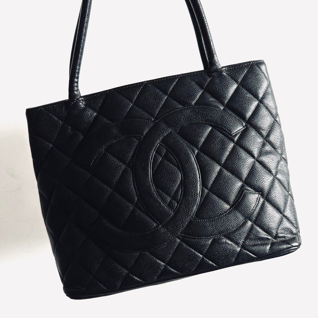 STEAL Chanel Black Giant CC Monogram Logo Quilted Caviar Shoulder Shopper Tote Bag 5s Authentic Luxury Bags Wallets on Carousell