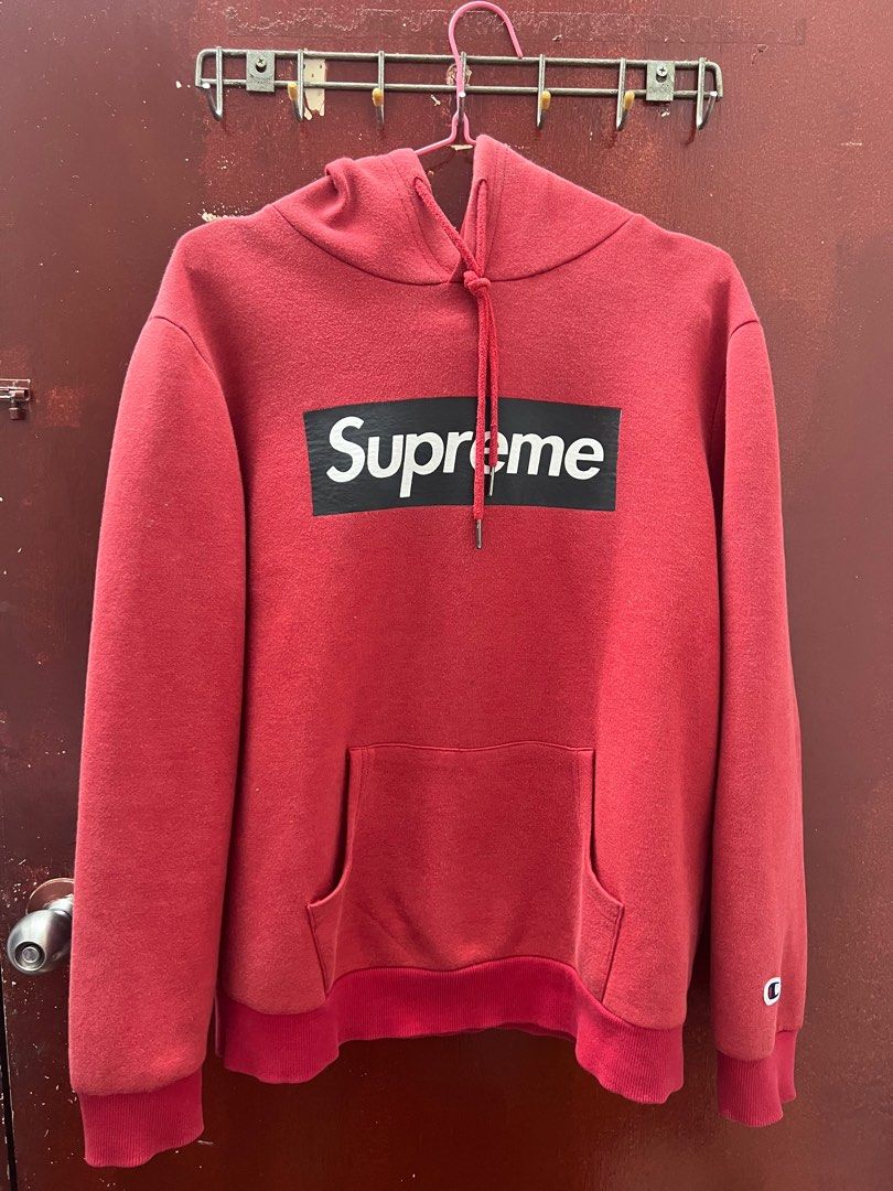 Supreme Champion Red Hoodie Men s Fashion Tops Sets Hoodies on Carousell