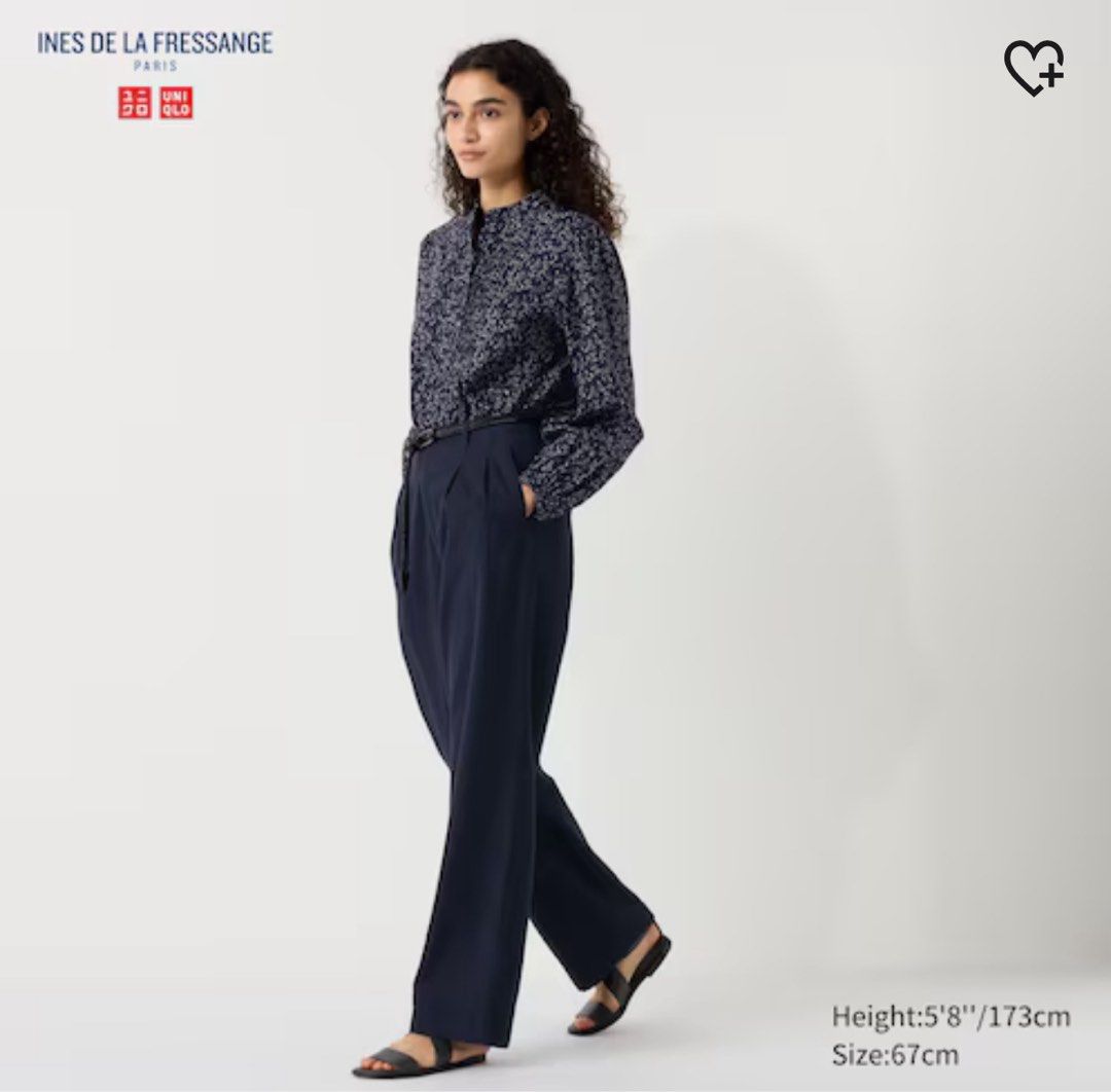 Uniqlo Ines De La Fressange Cotton Linen Pants Navy 64cm