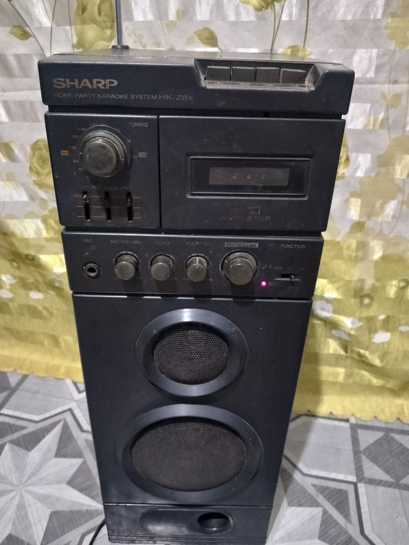 Vintage Sharp mini karaoke system (Category: Soundbars, Speakers & Amplifiers) located in Davao. Submitted by jeffsantos (Listing ID 1312381221, Image 1). Description: Vintage Sharp mini karaoke system Good working condition FM ✅ working Cassette player working but no sound need to clean. Can be ship via JNT.