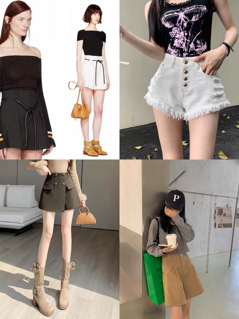 White With Black Ribbon Belt Hot Short White Grey Skirt Pant Khaki Wide Denim Bottoms Jean Shorts Women s Fashion Bottoms Shorts on Carousell