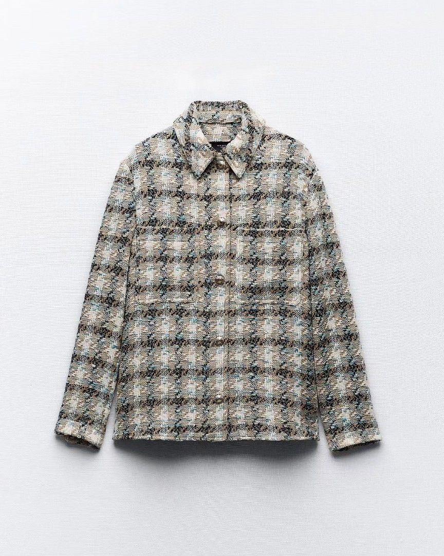 Zara Jackets Textured Check Overshirt Zara Zara Wool Blend