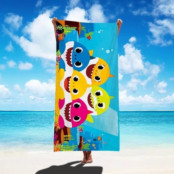 Baby Shark Bath Towel l Kids Shower Towel l Beach School Towel l Super