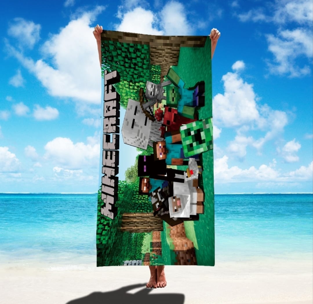 MineCraft Bath Towel l Kids Shower Towel l Beach School Towel l Super Absorbent Soft Baby Towel l Swimming Party Gifts New Born Baby Kids Towel l Swimming Gym Towel l