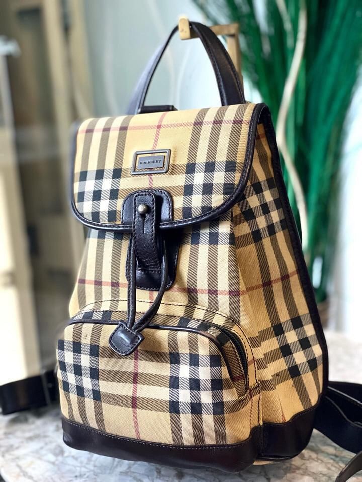 Original Burberry Backpack Womens Burberry Backpack Rucksack Check Beige  Women Bag Accessory
