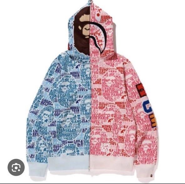 Bape Xxv Cities Camo 2nd Ape Shark Half Full Zip Hoodie Men s Fashion Coats Jackets and Outerwear on Carousell