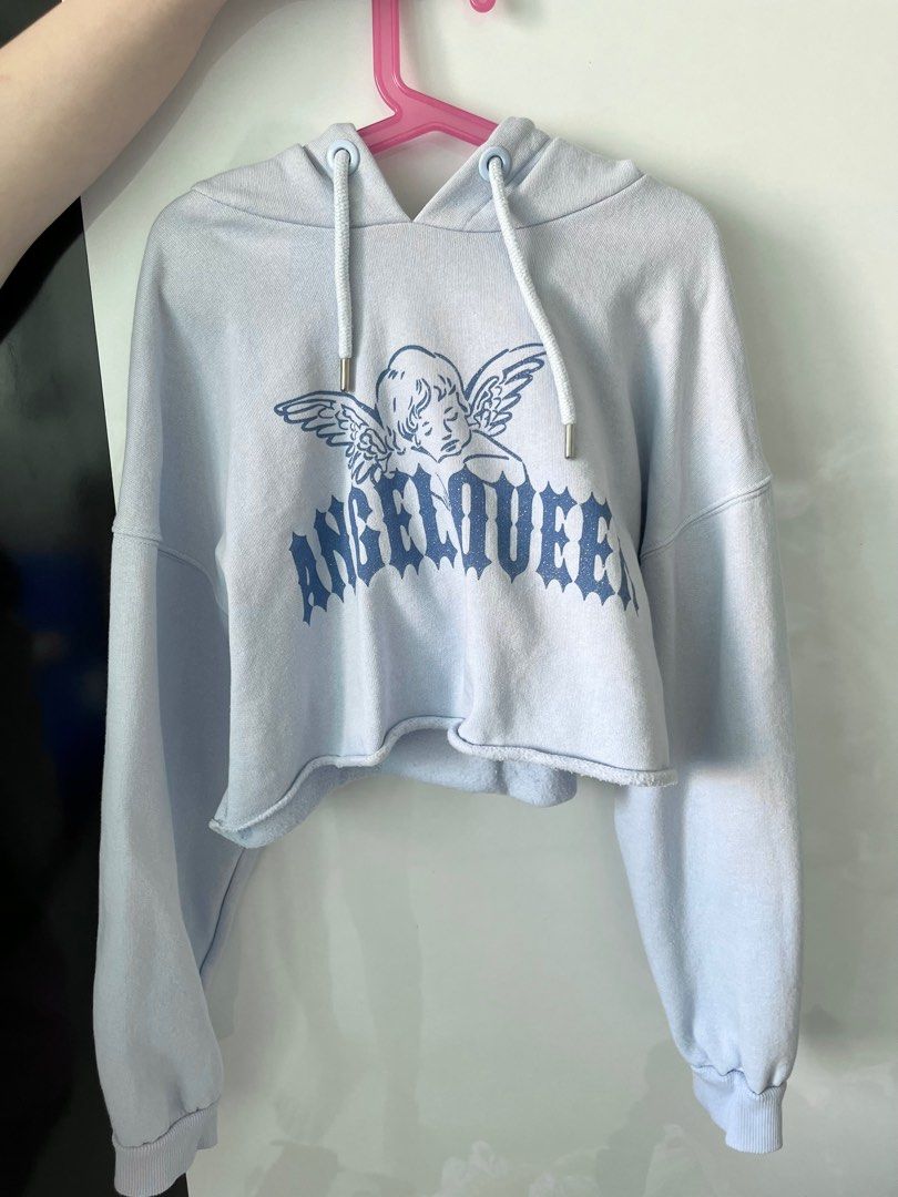 BERSHKA Angel Queen cropped hoodie