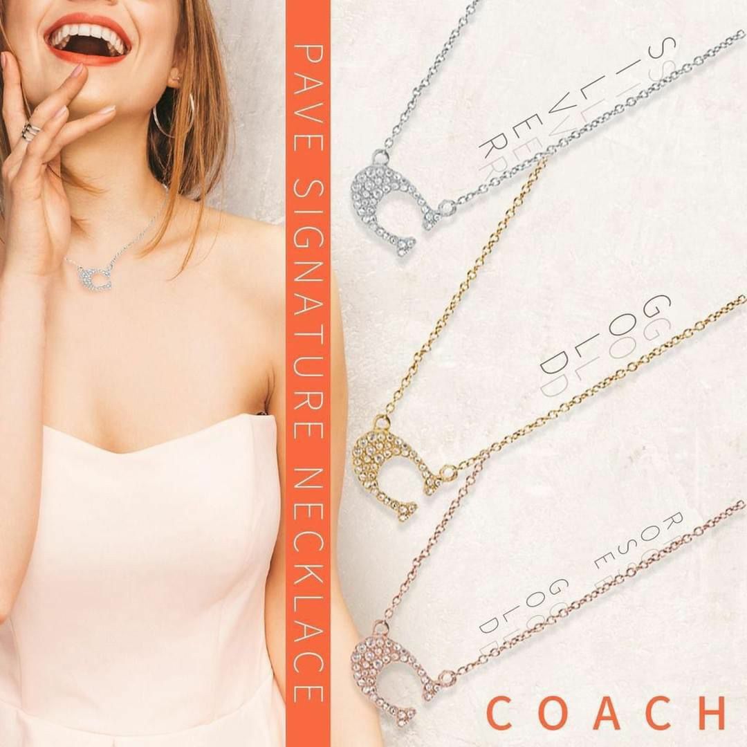 Coach pave signature necklace discount