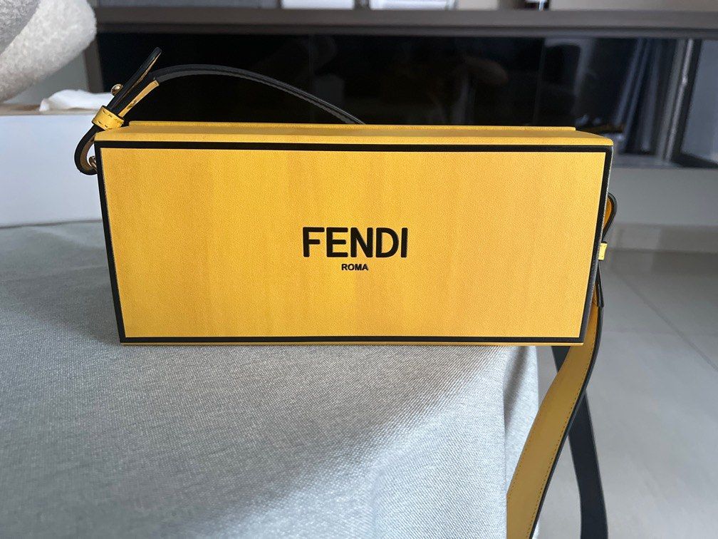 Man Men unisex Fendi Horizontal Box Yellow fullset Fendi box bag authentic for sale