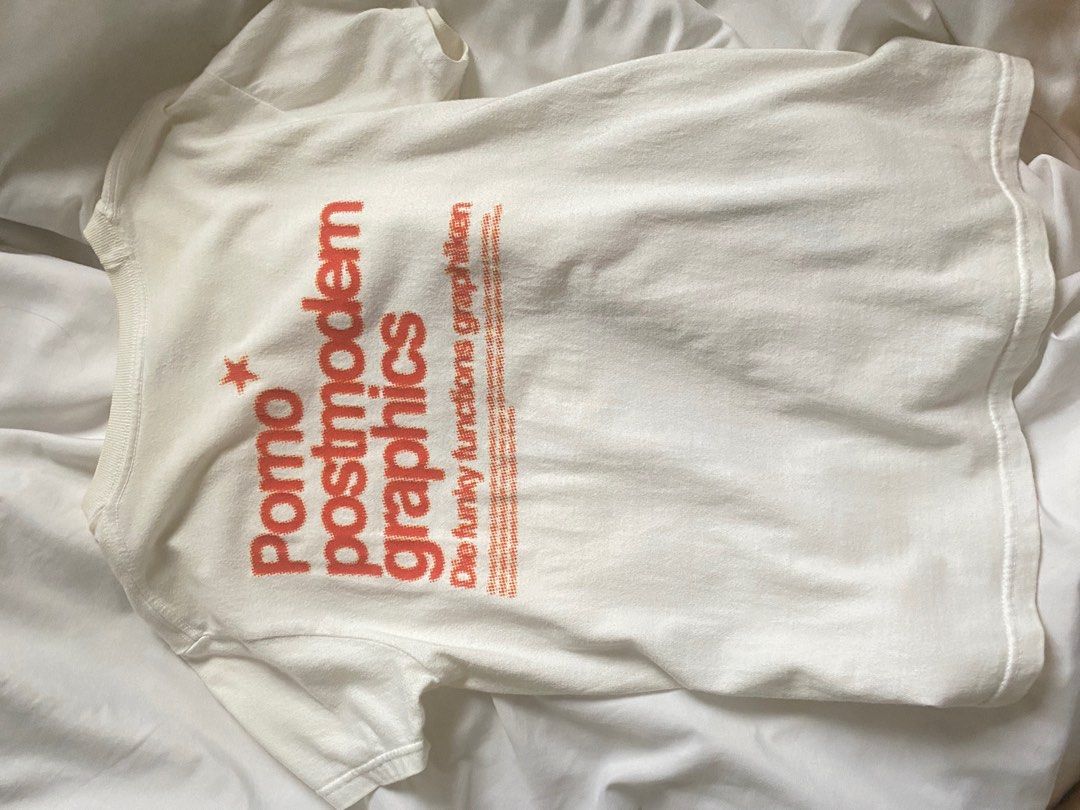 graphic tee gorpcore aesthetic white shirt (Category: Shirts) located in Pasig City. Submitted by ctiner (Listing ID 1312545066, Image 3). Description: Need funds:) *has yellow stain sa neckline best fit to M.