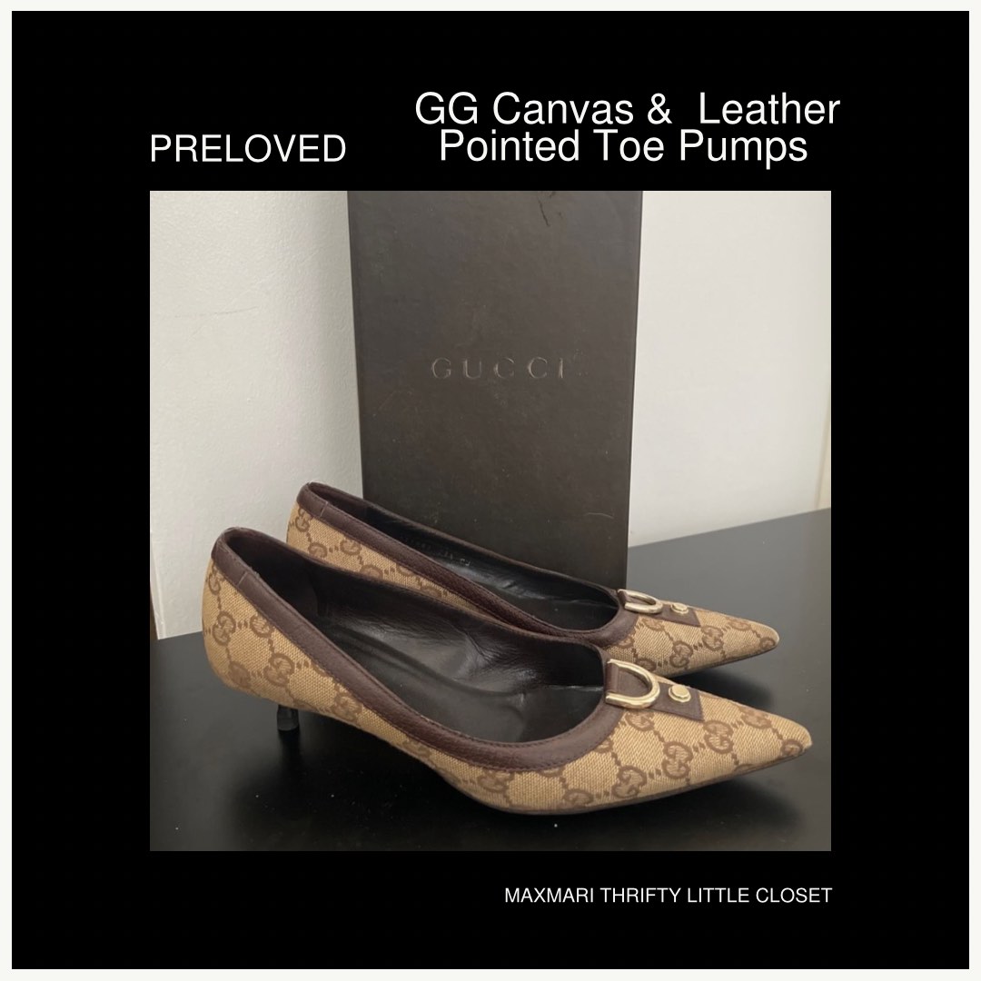 GUCCI GG Canvas and Leather Pointed Toe Pump Luxury Sneakers Footwear on Carousell