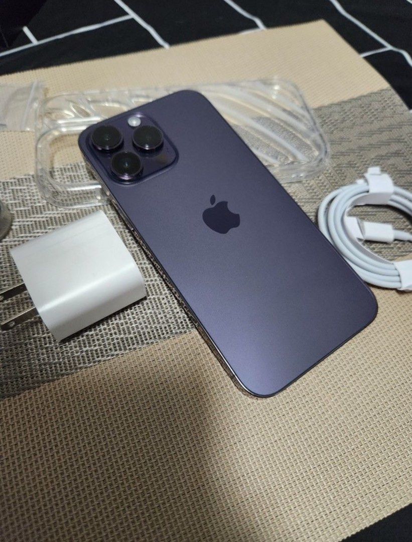 iPhone 14 Pro Max 256GB Deep Purple 79% BH (Category: iPhone 14 Series) located in Paranaque City. Submitted by eringoesgaga (Listing ID 1312508228, Image 2). Description: iPhone 14 Pro Max Deep Purple 80% BH Dual Physical SIM, Globe locked Software version (latest) Truetone Working Face ID working 98% smooth No performance issue Check and reset to sawa at meetup Inclusion C to lightning cable 4 cases Adapter could be included Selling for only 28