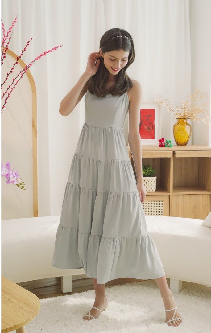 Dove grey maxi dress shop