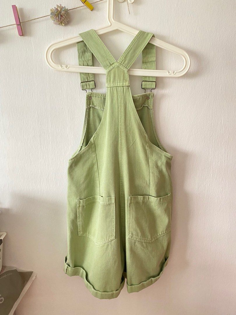 Green denim dungarees online