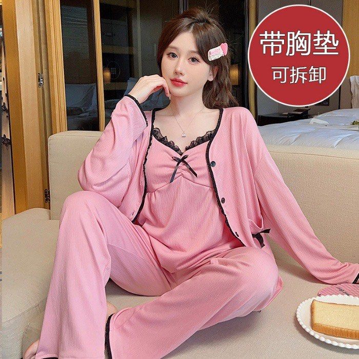 Plus Size Padded Pyjamas Women Cotton Pajamas 3 Piece Set Sleepwear Long Sleeve Nightwear Women s Fashion Dresses Sets Sets or Coordinates on Carousell