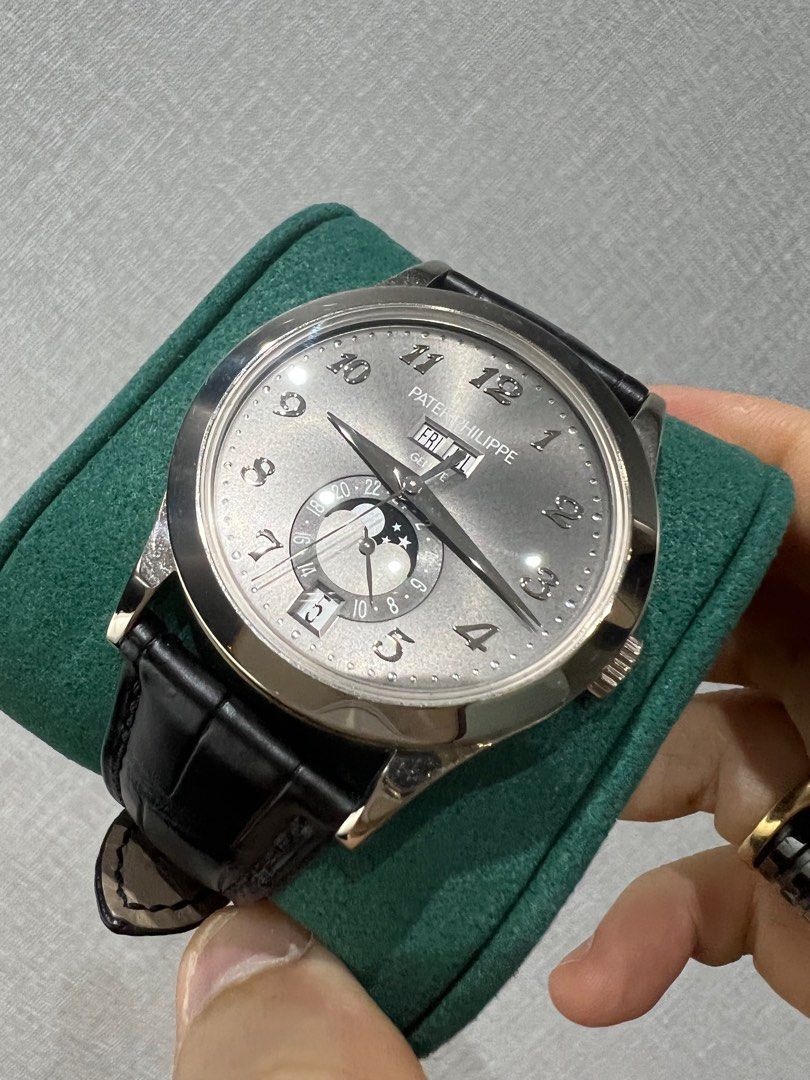 Preowned Y2019 Patek Philippe Annual Calendar White Gold Leather 5396G-014 (Category: Watches) located in Singapore. Submitted by watchgensg (Listing ID 1312568934, Image 2). Description: Model: 5396G-014 Brand: Patek Philippe Description: Full set box and papers Cert dated Y2019 Like new condition Locate us: 180 Bencoolen Street #01-68 S189646 Opening hours: 1-7pm Daily We provide in-house warranty of 6 months for all Preowned items sold. Paymen