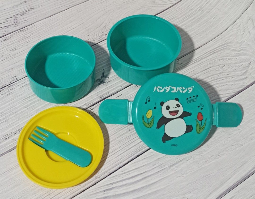 Skater Panda 2 tier Round Lunchbox (Category: Food Organization & Storage) located in Bacoor. Submitted by japanice_aniks (Listing ID 1312596470, Image 2). Description: FIXED PRICE Total Capacity: 500ml (top layer: 230ml | bottom: 270ml) with fork Made in Japan MOP: BDO | BPI | GCash | GoTyme | Maya.