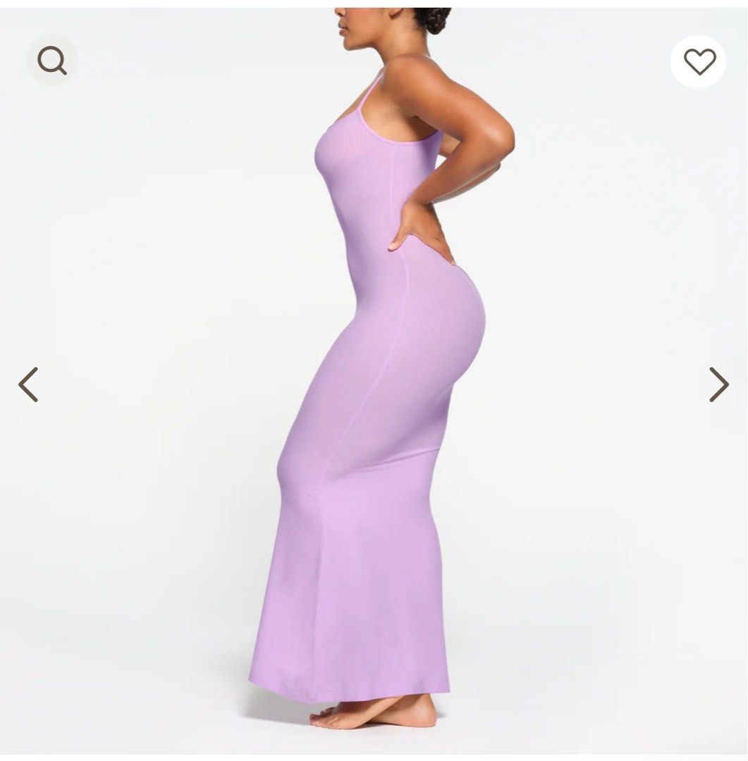 skims long slip dress purple Skims Soft Lounge Long Slip Dress in Purple