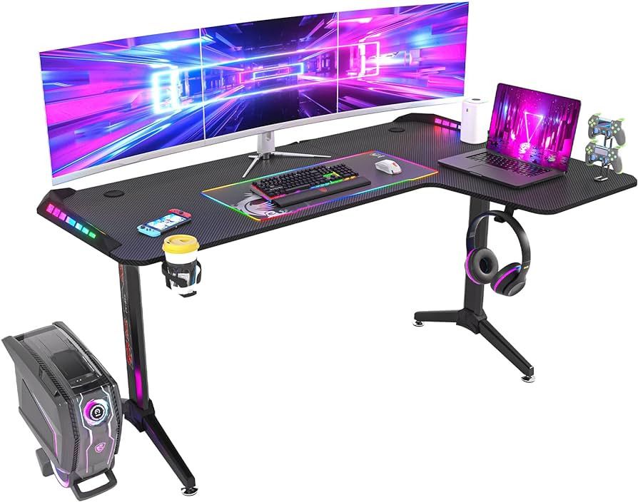 L-shape big RGB study table and chair, Furniture & Home Living ...