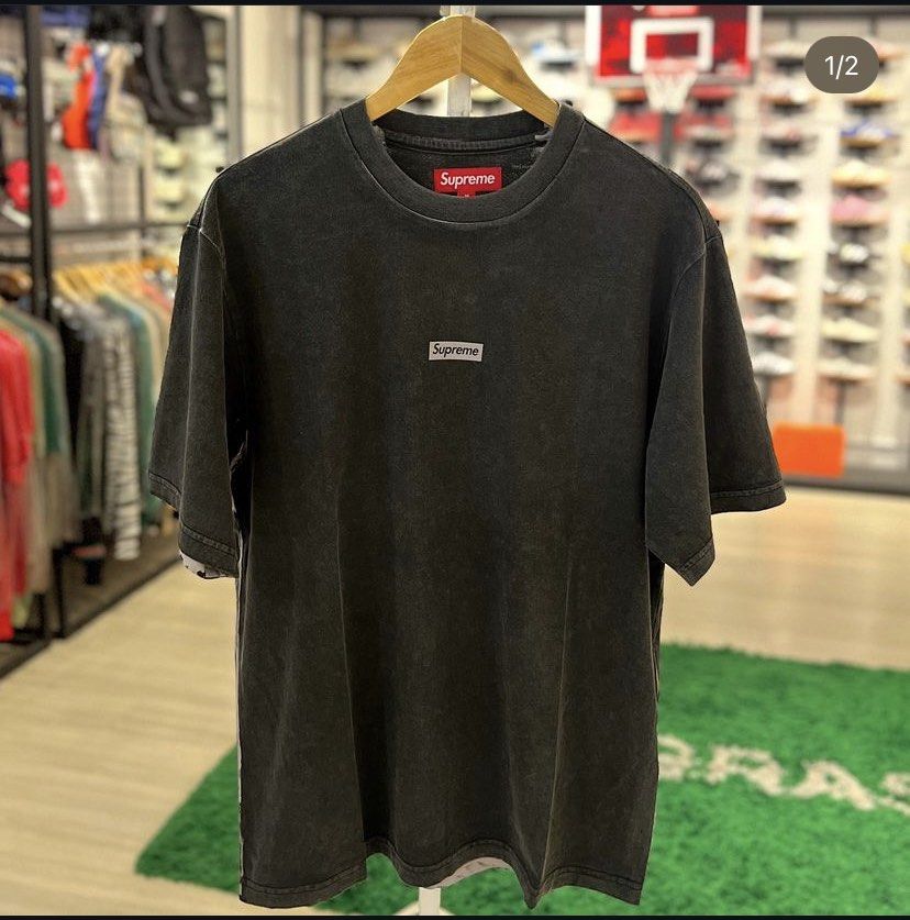 Supreme Overprint Small Box S/S Top Black, Men's Fashion, Tops