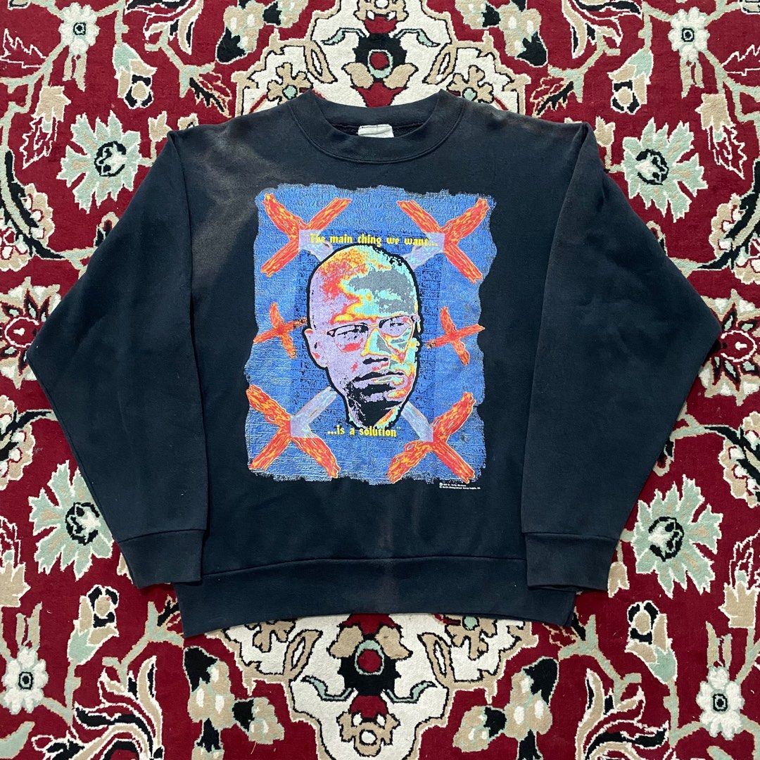 Vintage Malcolm X Sweatshirt Men s Fashion Tops Sets Hoodies on Carousell