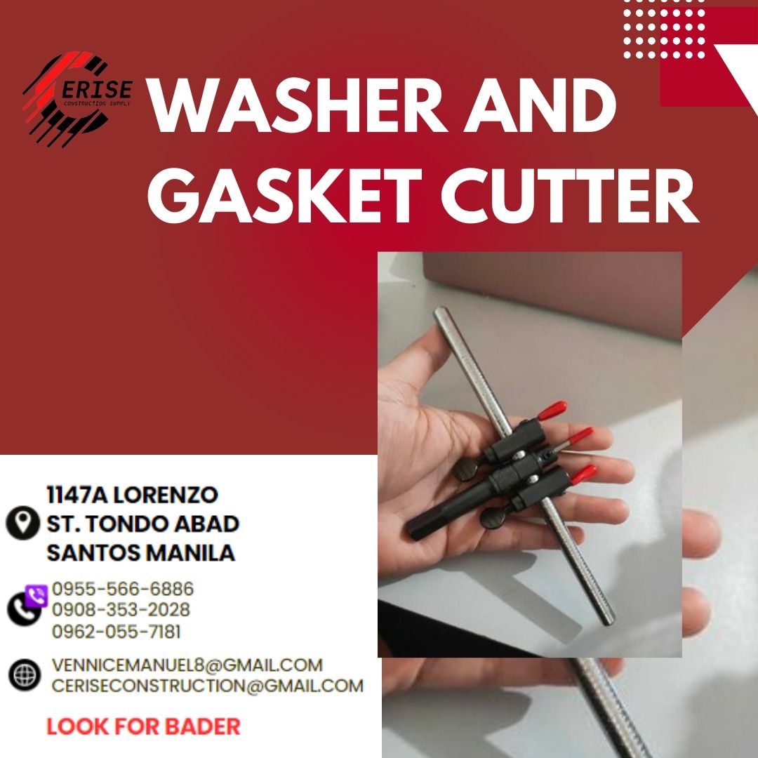 WASHER AND GASKET CUTTER (Category: Construction & Building Materials) located in Manila. Submitted by vlmhardwarevennice (Listing ID 1312491868, Image 1). Description: PM FOR FASTER TRANSACTION! Office location: Abad Santos, Tondo, Manila. Prices are subject to change without notice. #CeriseConstructionSupply.