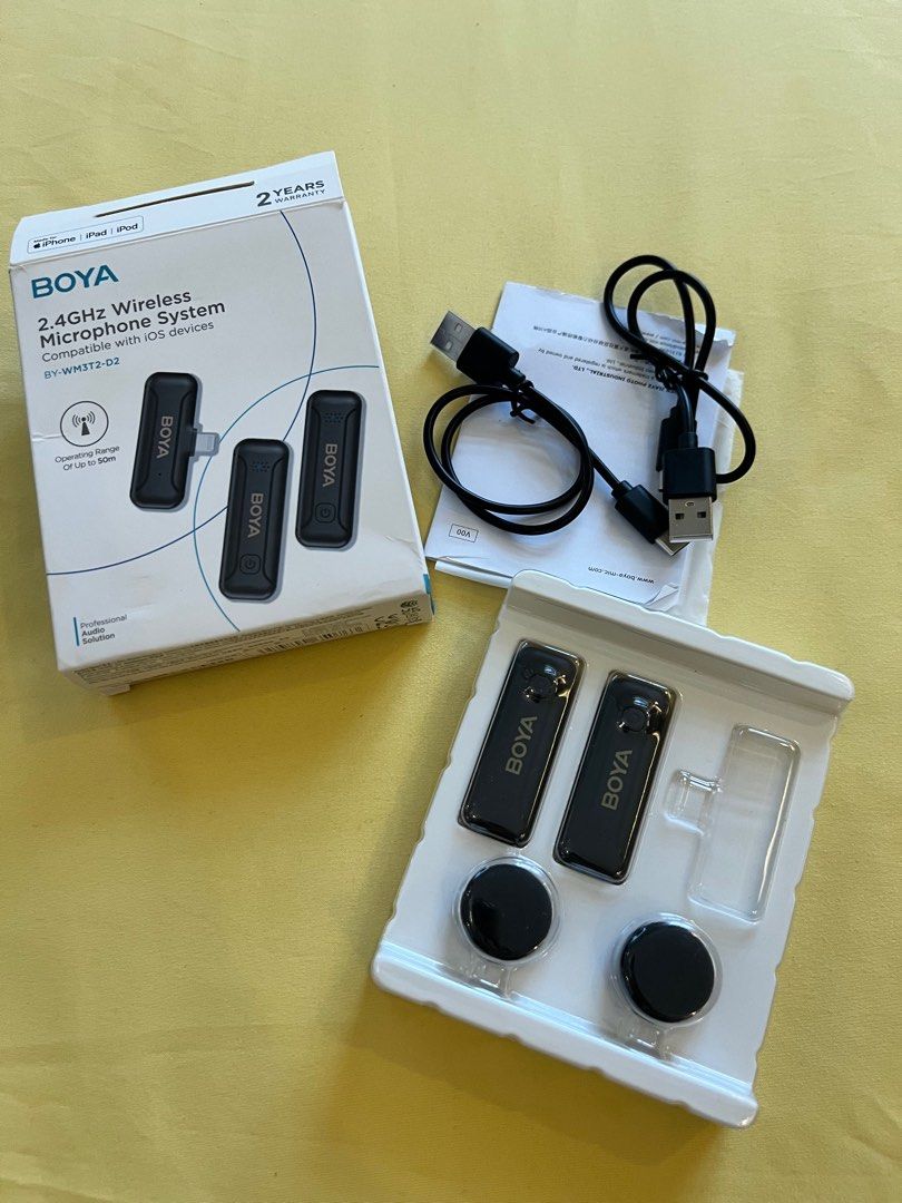 Worth 3k BOYA Wireless Lavalier Microphone BY-WM3T2 complete except missing receiver (Category: Microphones) located in Makati City. Submitted by lexie25 (Listing ID 1312549452, Image 1). Description: Worth 3k BOYA Wireless Lavalier Microphone BY-WM3T2 complete except missing receiver -used but not abused -complete inclusions only missing receiver thats why selling very low -with signs of usage as seen in photos -Direct Message for more details a