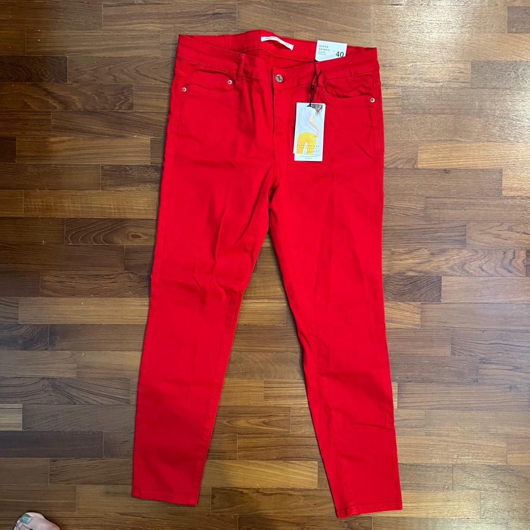 Zara red jeans outlet