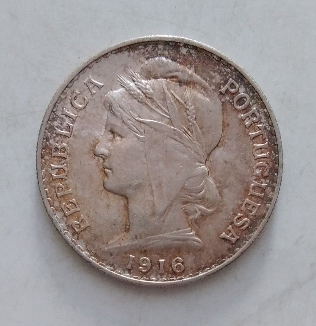 1916年葡萄牙共和國50分流通銀幣-里斯本鑄造, 興趣及遊戲, 收藏品及紀念品, 錢幣- Carousell