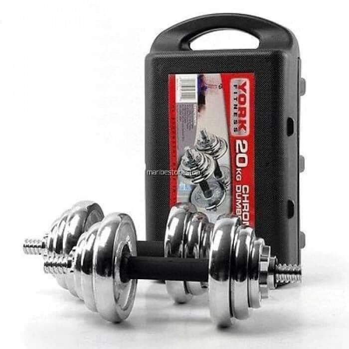 20 kilos york dumbell set (Category: Health Monitors & Weighing Scales) located in Manila. Submitted by minidivisoria (Listing ID 1312690206, Image 1). Description: RESELLER: 1950 php 💢20KILOS YORK DUMBELL SET ▶️York Fitness Hammer/Cast Iron Dumbbell Set 20 kg W/long Bar ▶️The York 20kg (44lbs) black cast iron dumbbell set is a perfect choice for those looking for multiple weight workout options. ▶️It allows for targeting chest bicep arm triceps