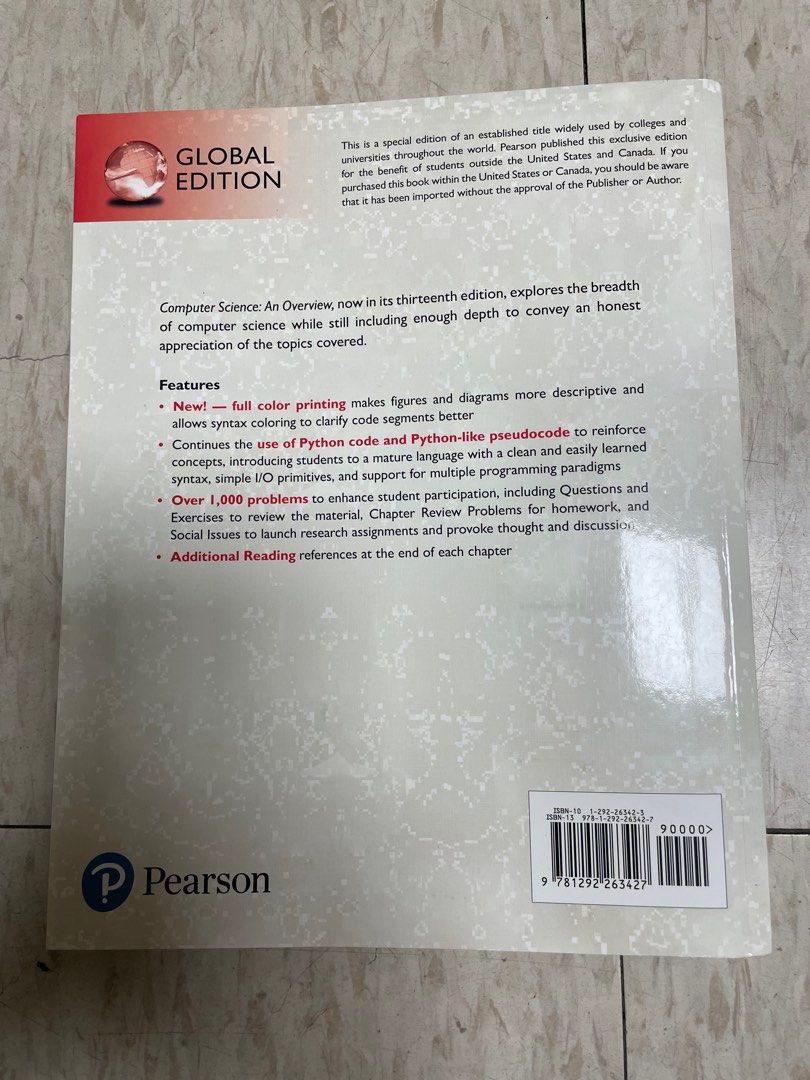計算機概論 計概 資工用書 Computer Science: An Overview 13/e, 書籍、休閒與玩具, 書本及雜誌, 教科書 ...