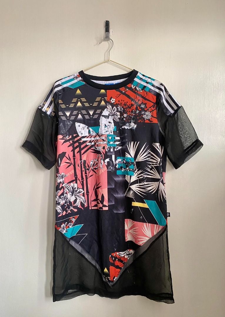 Adidas T Shirt with Trefoil Logo Sheer Mixed Floral Soccer Dress Women s Fashion Dresses Sets Dresses on Carousell