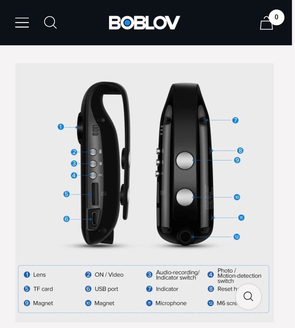 BOBLOV IDV007 COMPACT 1080P HD MINI BODY CAMERA, PORTABLE SMALL