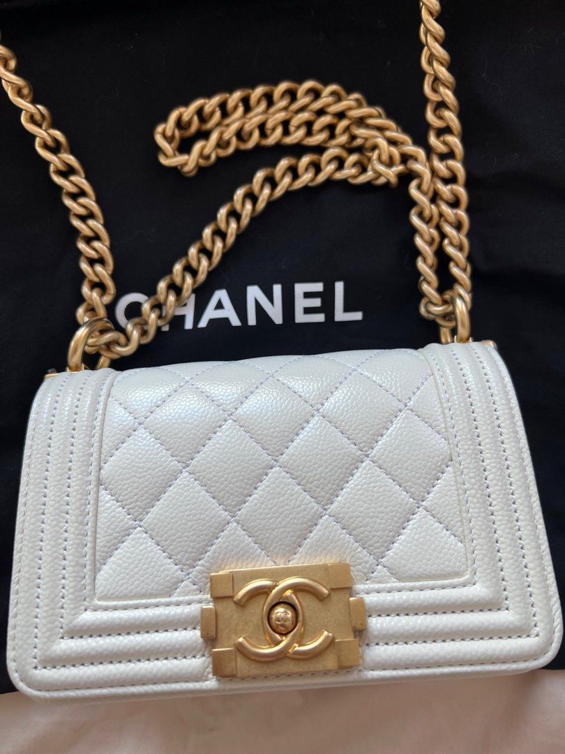 Boy Chanel 20 牛皮 白 calfskin white full set