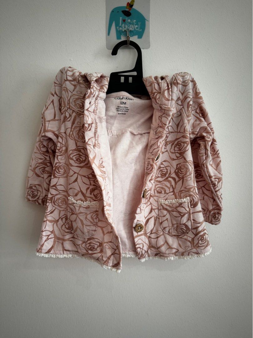 Calvin Klein 2 Piece Floral Hoodie Jacket and Leggings 12M Babies Kids Babies Kids Fashion on Carousell