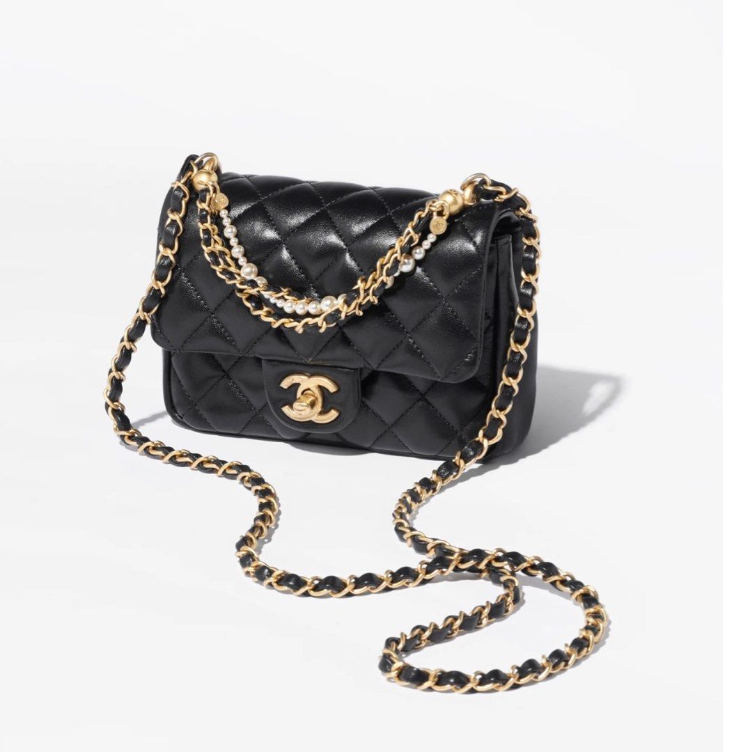 Chanel mini flap bag with pearl chain outlet