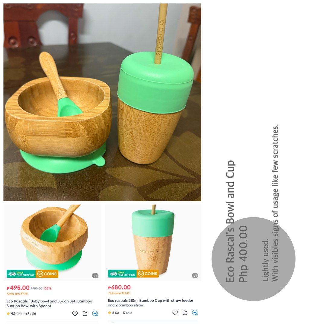 Eco Rascal's bamboo bowl and glass (Category: Weaning & Toddler Feeding) located in Silang. Submitted by prelovedbykuletkit (Listing ID 1312766452, Image 1). Description: Location: Brgy. Bulihan, Silang, Cavite Price is still negotiable Shipping cost will be shouldered by the buyer Payment thru GCash or via bank transfer to BDO.