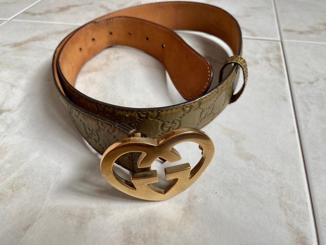 Gucci Belt Gucci Heart-Buckle Gucci-Gold-prints 245856-214351 Size