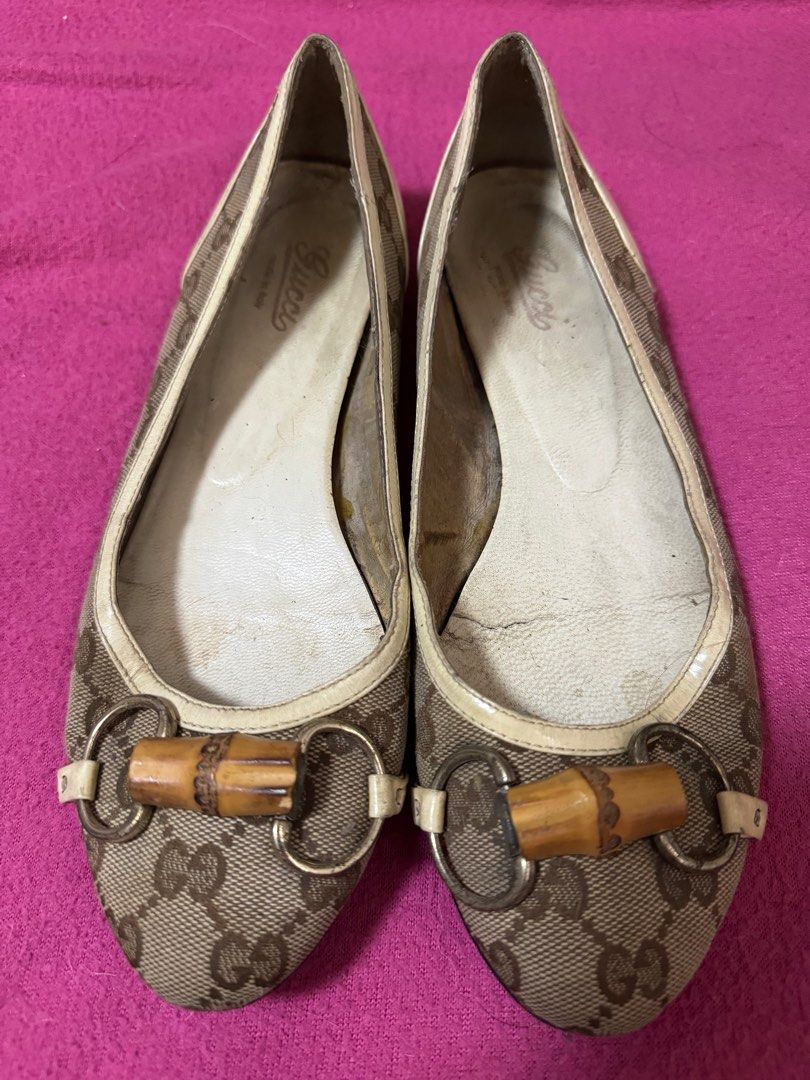 Gucci Horsebit Bamboo Cream Beige Ballet Flats