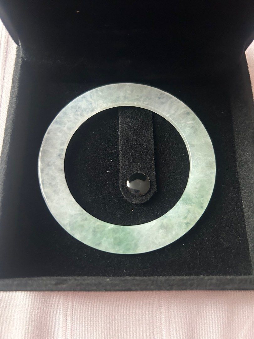 Jade Flat Bangle (icy) (Category: Precious Stones) located in Singapore. Submitted by stephychung (Listing ID 1312724708, Image 1). Description: Inner diameter 55mm Flat design. Grade A burmese jade comes with certificate Selling it as too small for me.